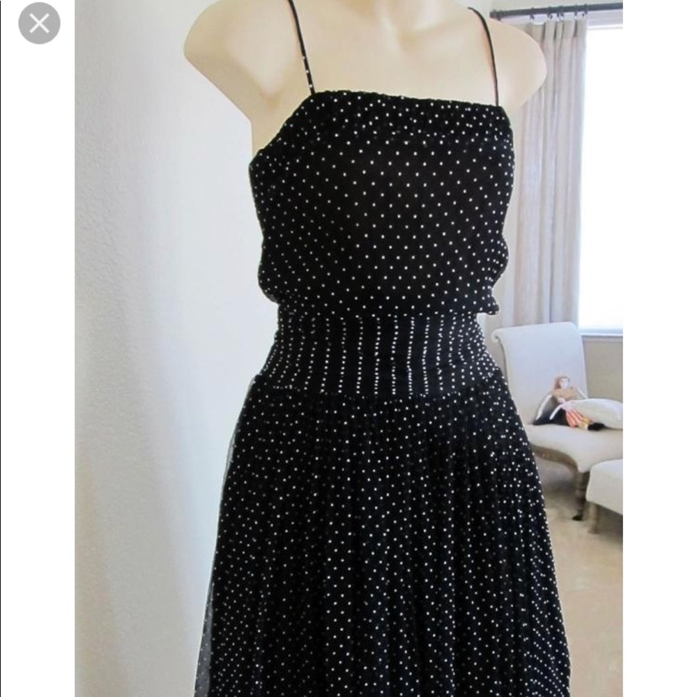 Trina Turk silk knee-length polka dot black dress